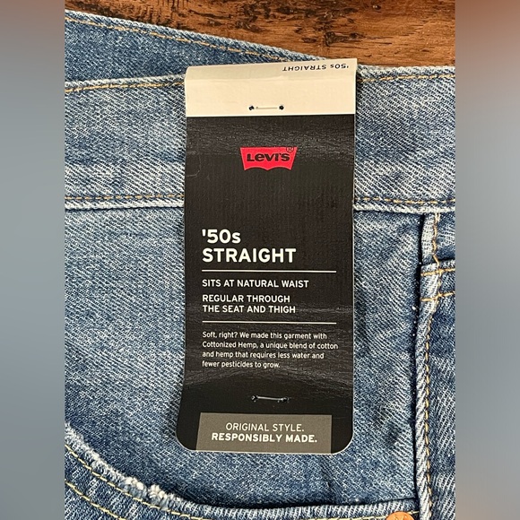 Levi’s Premium 50s Distressed Selvedge Straight Jeans ‘Blue’ (size mens W32xL30) - Picture 6 of 14